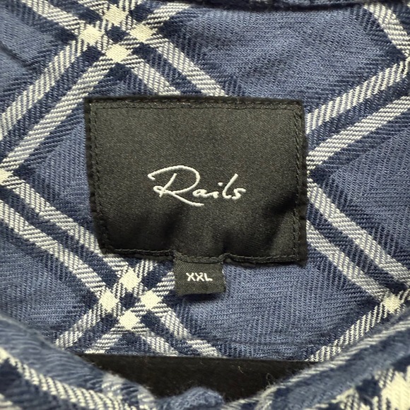 Rails Lennox Flannel Shirt XXL Blue Smoke Alloy Plaid Button Up Menswear - Picture 3 of 5